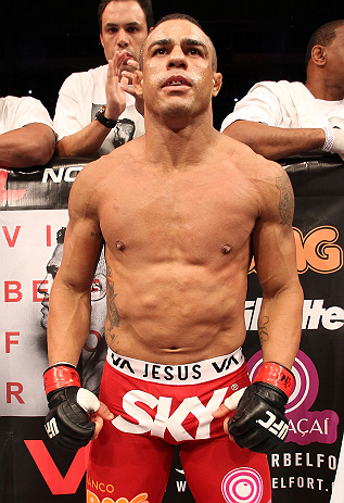 JARAGUA DO SUL, BRAZIL - MAY 18: Vitor Belfort stands in his corner before his middleweight bout against Luke Rockhold during the UFC on FX event on May 18, 2013 at Arena Jaragua in Jaragua do Sul, Santa Catarina, Brazil. (Photo by Josh Hedges/Zuffa LL