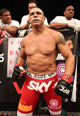JARAGUA DO SUL, BRAZIL - MAY 18: Vitor Belfort stands in his corner before his middleweight bout against Luke Rockhold during the UFC on FX event on May 18, 2013 at Arena Jaragua in Jaragua do Sul, Santa Catarina, Brazil. (Photo by Josh Hedges/Zuffa LL