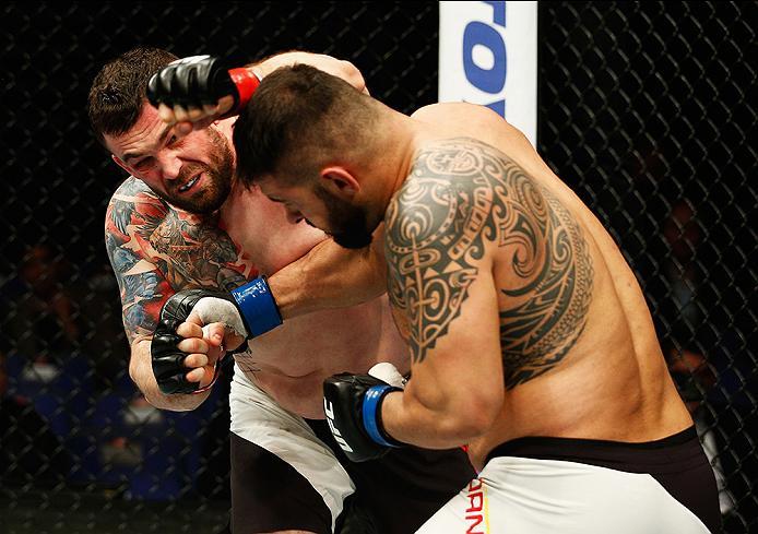 LONDON, ENGLAND - FEBRUARY 27: Daniel Omielanczuk of Poland and Jarjis 'Man Mountain' Danho of Syria compete in their Heavyweight bout during the UFC Fight Night held at at Indigo at The O2 Arena on February 27, 2016 in London, England. (Photo by Dean M