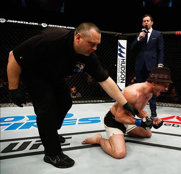 LONDON, ENGLAND - FEBRUARY 27: An emotional Brad 'One Punch' Pickett of England celebrates his victory over Francisco 'Cisco' Rivera of the USA in their Bantamweight bout during the UFC Fight Night held at at Indigo at The O2 Arena on February 27, 2016