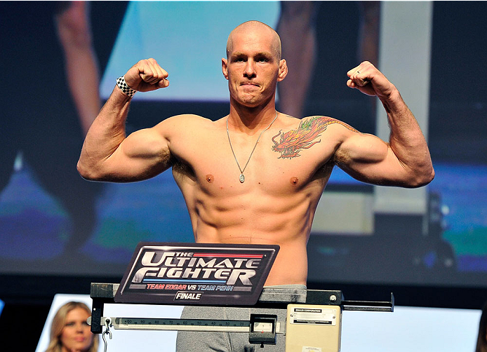 LAS VEGAS, NV - JULY 05: Mixed martial artist Daniel Spohn poses on the scale during the TUF 19 Finale weigh-in at the Mandalay Bay Convention Center on July 5, 2014 in Las Vegas, Nevada. (Photo by David Becker/Zuffa LLC/Zuffa LLC via Getty Images)