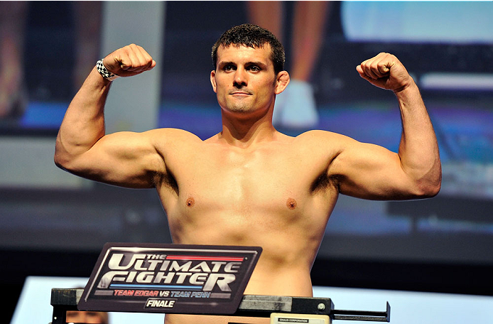 LAS VEGAS, NV - JULY 05: Mixed martial artist Patrick Walsh poses on the scale during the TUF 19 Finale weigh-in at the Mandalay Bay Convention Center on July 5, 2014 in Las Vegas, Nevada. (Photo by David Becker/Zuffa LLC/Zuffa LLC via Getty Images)