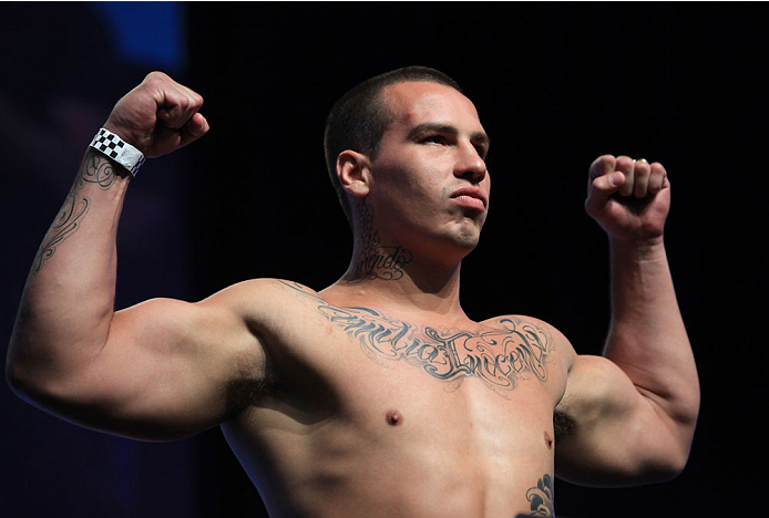LAS VEGAS, NV - JULY 5: Guto Inocente weighs in during the TUF 19 Finale weigh-in inside the Mandalay Bay Convention Center on July 5, 2014 in Las Vegas, Nevada.(Photo by Brandon Magnus/Zuffa LLC/Zuffa LLC via Getty Images)