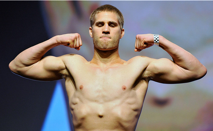 LAS VEGAS, NV - JULY 05: Mixed martial artist Matt Van Buren poses on the scale during the TUF 19 Finale weigh-in at the Mandalay Bay Convention Center on July 5, 2014 in Las Vegas, Nevada. (Photo by David Becker/Zuffa LLC/Zuffa LLC via Getty Images)