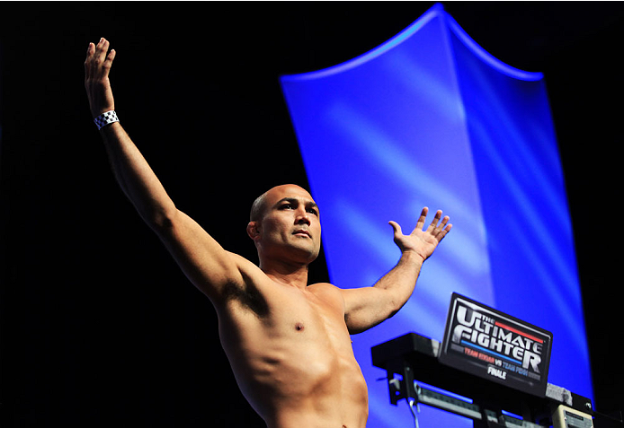 LAS VEGAS, NV - JULY 5: BJ Penn weighs in during the TUF 19 Finale weigh-in inside the Mandalay Bay Convention Center on July 5, 2014 in Las Vegas, Nevada.(Photo by Brandon Magnus/Zuffa LLC/Zuffa LLC via Getty Images)