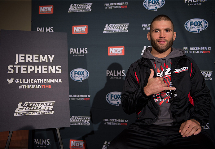 LAS VEGAS, NEVADA - DECEMBER 10: Jeremy Stephens speaks with the media during The Ultimate Fighter Finale Ultimate Media Day at the Palms Casino Resort on December 10, 2014 in Las Vegas, Nevada. (Photo by Brandon Magnus/Zuffa LLC/Zuffa LLC via Getty Imag