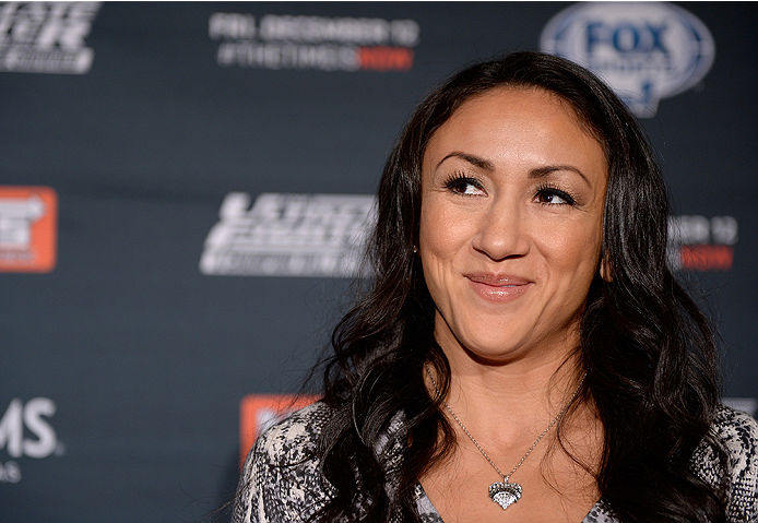 LAS VEGAS, NEVADA - DECEMBER 10: Carla Esparza speaks with the media during The Ultimate Fighter Finale Ultimate Media Day at the Palms Casino Resort on December 10, 2014 in Las Vegas, Nevada. (Photo by Brandon Magnus/Zuffa LLC/Zuffa LLC via Getty Images