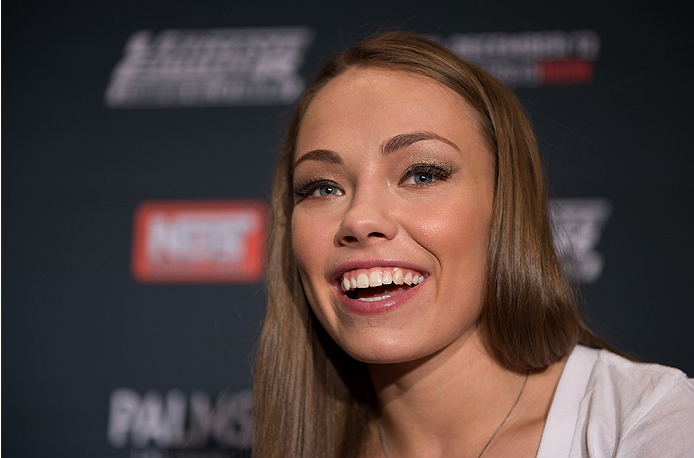 LAS VEGAS, NEVADA - DECEMBER 10: Rose Namajunas speaks with the media during The Ultimate Fighter Finale Ultimate Media Day at the Palms Casino Resort on December 10, 2014 in Las Vegas, Nevada. (Photo by Brandon Magnus/Zuffa LLC/Zuffa LLC via Getty Image