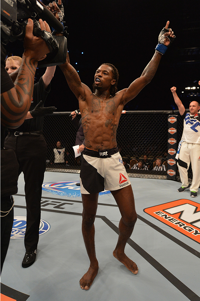 LAS VEGAS, NV - JULY 12: Willie Gates reacts to his victory over Darrell Montague in their flyweight bout during the Ultimate Fighter Finale inside MGM Grand Garden Arena on July 12, 2015 in Las Vegas, Nevada. (Photo by Brandon Magnus/Zuffa LLC/Zuffa LL