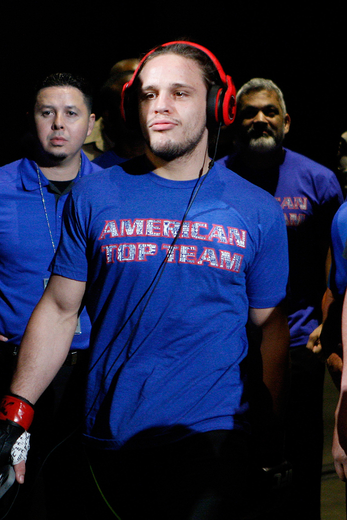LAS VEGAS, NV - JULY 12: Michael Graves enters the arena for his fight against Vicente Luque in their welterweight bout during the Ultimate Fighter Finale inside MGM Grand Garden Arena on July 12, 2015 in Las Vegas, Nevada. (Photo by Mitch Viquez/Zuffa