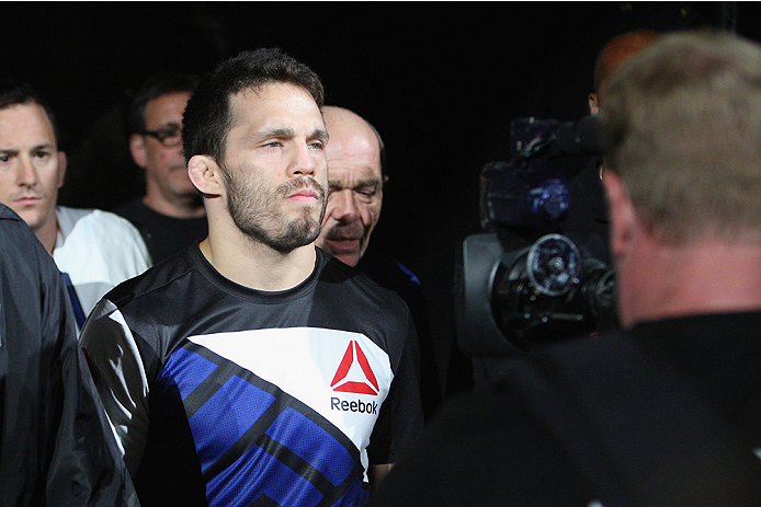 LAS VEGAS, NV - JULY 12: Jake Ellenberger walks to the Octagon to face Stephen Thompson in their welterweight bout during the Ultimate Fighter Finale inside MGM Grand Garden Arena on July 12, 2015 in Las Vegas, Nevada. (Photo by Mitch Viquez/Zuffa LLC/Z