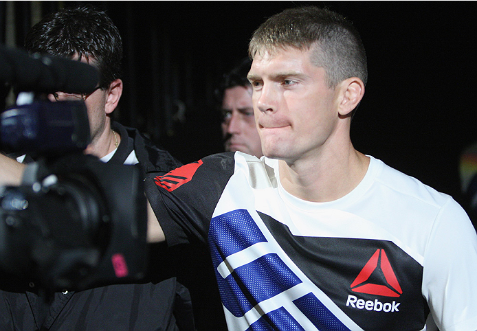 LAS VEGAS, NV - JULY 12: Stephen Thompson walks to the Octagon to face Jake Ellenberger in their welterweight bout during the Ultimate Fighter Finale inside MGM Grand Garden Arena on July 12, 2015 in Las Vegas, Nevada. (Photo by Mitch Viquez/Zuffa LLC/Z