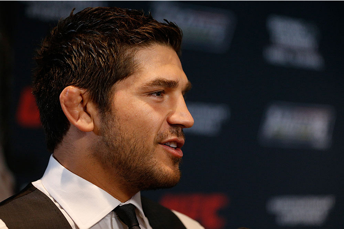 QUEBEC CITY, CANADA - APRIL 14: Patrick Cote interacts with media during the UFC Ultimate Media Day at the TRYP Quebec Hotel on April 14, 2014 in Quebec City, Quebec, Canada. (Photo by Josh Hedges/Zuffa LLC/Zuffa LLC via Getty Images)