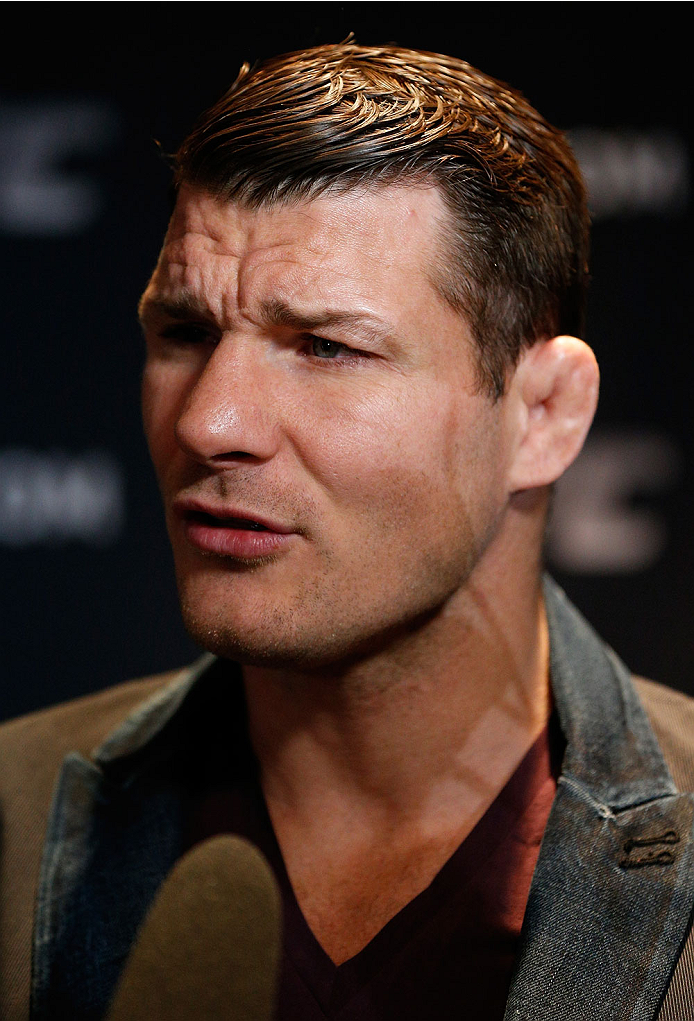 QUEBEC CITY, CANADA - APRIL 14: Michael Bisping interacts with media during the UFC Ultimate Media Day at the TRYP Quebec Hotel on April 14, 2014 in Quebec City, Quebec, Canada. (Photo by Josh Hedges/Zuffa LLC/Zuffa LLC via Getty Images)
