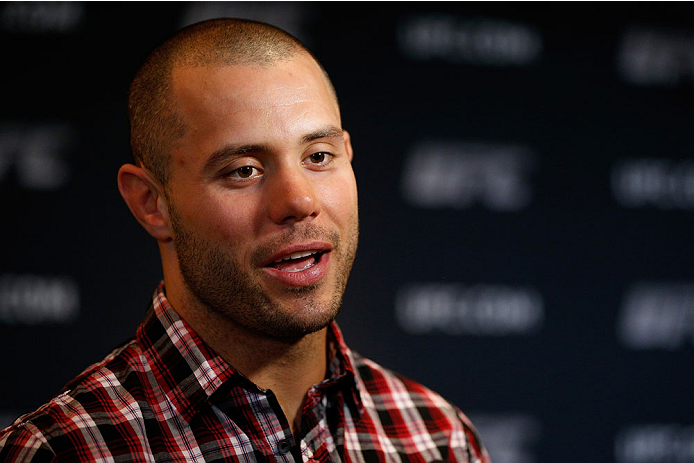QUEBEC CITY, CANADA - APRIL 14: Chad Laprise interacts with media during the UFC Ultimate Media Day at the TRYP Quebec Hotel on April 14, 2014 in Quebec City, Quebec, Canada. (Photo by Josh Hedges/Zuffa LLC/Zuffa LLC via Getty Images)