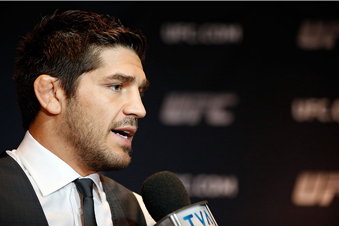 QUEBEC CITY, CANADA - APRIL 14: Patrick Cote interacts with media during the UFC Ultimate Media Day at the TRYP Quebec Hotel on April 14, 2014 in Quebec City, Quebec, Canada. (Photo by Josh Hedges/Zuffa LLC/Zuffa LLC via Getty Images)
