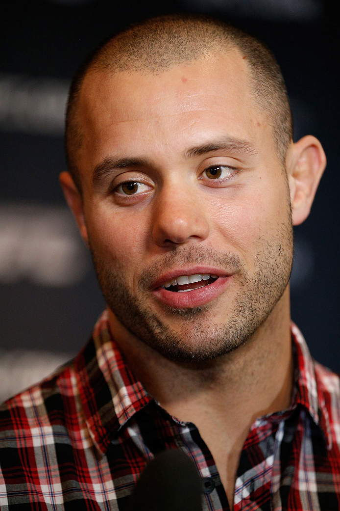 QUEBEC CITY, CANADA - APRIL 14: Chad Laprise interacts with media during the UFC Ultimate Media Day at the TRYP Quebec Hotel on April 14, 2014 in Quebec City, Quebec, Canada. (Photo by Josh Hedges/Zuffa LLC/Zuffa LLC via Getty Images)