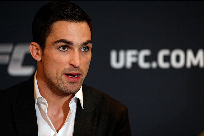 QUEBEC CITY, CANADA - APRIL 14: Sheldon Wescott interacts with media during the UFC Ultimate Media Day at the TRYP Quebec Hotel on April 14, 2014 in Quebec City, Quebec, Canada. (Photo by Josh Hedges/Zuffa LLC/Zuffa LLC via Getty Images)
