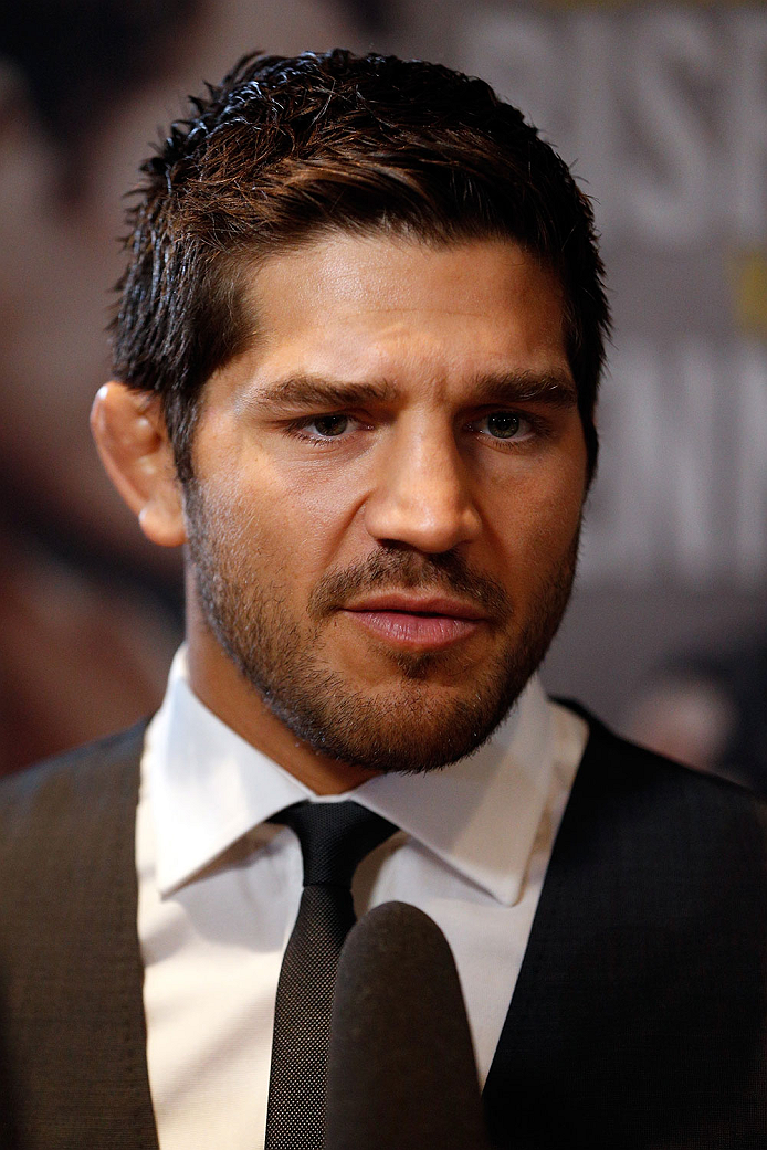 QUEBEC CITY, CANADA - APRIL 14: Patrick Cote interacts with media during the UFC Ultimate Media Day at the TRYP Quebec Hotel on April 14, 2014 in Quebec City, Quebec, Canada. (Photo by Josh Hedges/Zuffa LLC/Zuffa LLC via Getty Images)