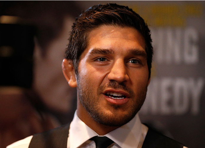 QUEBEC CITY, CANADA - APRIL 14: Patrick Cote interacts with media during the UFC Ultimate Media Day at the TRYP Quebec Hotel on April 14, 2014 in Quebec City, Quebec, Canada. (Photo by Josh Hedges/Zuffa LLC/Zuffa LLC via Getty Images)