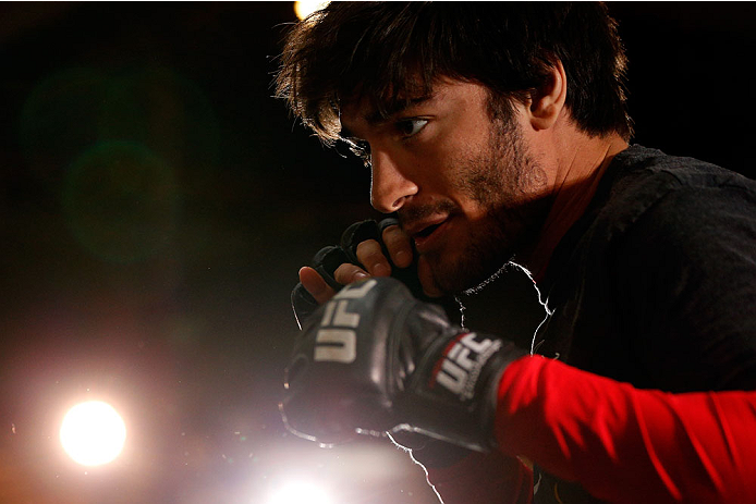 QUEBEC CITY, CANADA - APRIL 13: Elias Theodorou holds an open training session for fans and media at the Centre Commercial Place Fleur de Lys on April 13, 2014 in Quebec City, Quebec, Canada. (Photo by Josh Hedges/Zuffa LLC/Zuffa LLC via Getty Images)