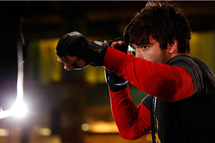 QUEBEC CITY, CANADA - APRIL 13: Elias Theodorou holds an open training session for fans and media at the Centre Commercial Place Fleur de Lys on April 13, 2014 in Quebec City, Quebec, Canada. (Photo by Josh Hedges/Zuffa LLC/Zuffa LLC via Getty Images)