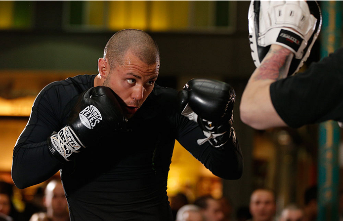 QUEBEC CITY, CANADA - APRIL 13: Chad Laprise holds an open training session for fans and media at the Centre Commercial Place Fleur de Lys on April 13, 2014 in Quebec City, Quebec, Canada. (Photo by Josh Hedges/Zuffa LLC/Zuffa LLC via Getty Images)
