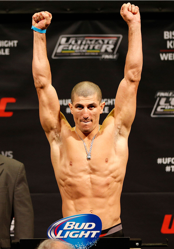 QUEBEC CITY, CANADA - APRIL 15: Nordine Taleb weighs in during the TUF Nations Finale weigh-in at Colisee Pepsi on April 15, 2014 in Quebec City, Quebec, Canada. (Photo by Josh Hedges/Zuffa LLC/Zuffa LLC via Getty Images)