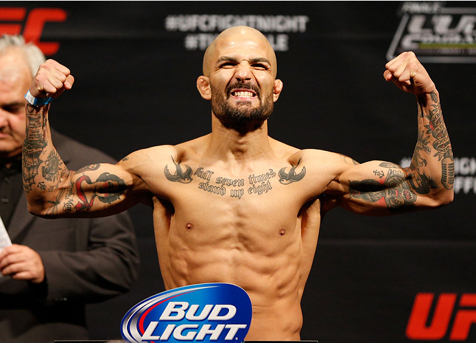 QUEBEC CITY, CANADA - APRIL 15: Akira Corassani weighs in during the TUF Nations Finale weigh-in at Colisee Pepsi on April 15, 2014 in Quebec City, Quebec, Canada. (Photo by Josh Hedges/Zuffa LLC/Zuffa LLC via Getty Images)
