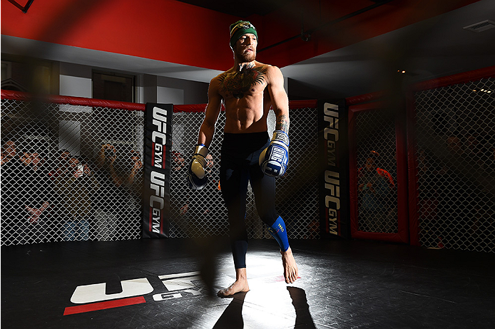 BOSTON, MA - JANUARY 15: UFC featherweight Conor McGregor of Ireland holds an open training session for the media and fans at UFC Gym on January 15, 2015 in Boston, Massachusetts. (Photo by Jeff Bottari/Zuffa LLC/Zuffa LLC via Getty Images)