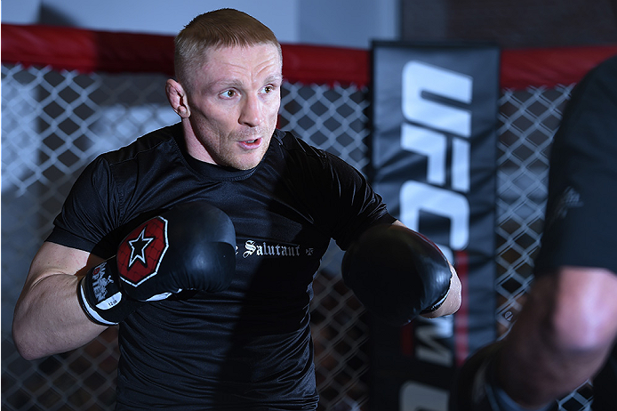 BOSTON, MA - JANUARY 15: UFC featherweight Dennis Siver of Germany holds an open training session for the media and fans at UFC Gym on January 15, 2015 in Boston, Massachusetts. (Photo by Jeff Bottari/Zuffa LLC/Zuffa LLC via Getty Images)