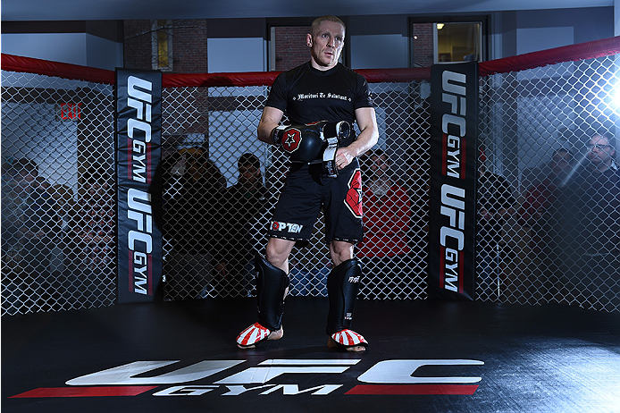 BOSTON, MA - JANUARY 15: UFC featherweight Dennis Siver of Germany holds an open training session for the media and fans at UFC Gym on January 15, 2015 in Boston, Massachusetts. (Photo by Jeff Bottari/Zuffa LLC/Zuffa LLC via Getty Images)
