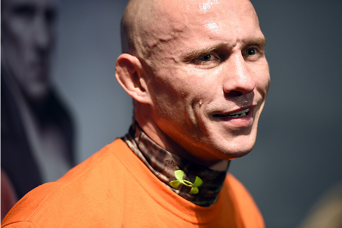 BOSTON, MA - JANUARY 15: UFC lightweight Donald 'Cowboy' Cerrone speaks to the media during the open workouts session at UFC Gym on January 15, 2015 in Boston, Massachusetts. (Photo by Jeff Bottari/Zuffa LLC/Zuffa LLC via Getty Images)