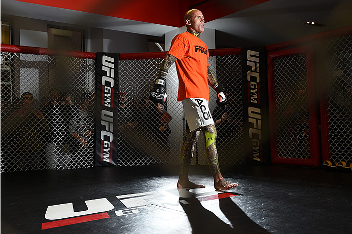 BOSTON, MA - JANUARY 15: UFC lightweight Donald 'Cowboy' Cerrone works out for the media and fans during the open workouts session at UFC Gym on January 15, 2015 in Boston, Massachusetts. (Photo by Jeff Bottari/Zuffa LLC/Zuffa LLC via Getty Images)