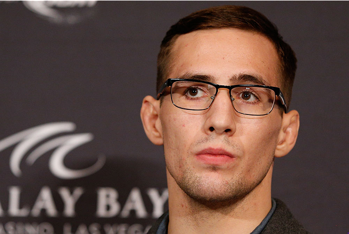 LAS VEGAS, NV - FEBRUARY 20: Rory MacDonald interacts with media during the final UFC 170 pre-fight press conference at the Mandalay Bay Resort and Casino on February 20, 2014 in Las Vegas, Nevada. (Photo by Josh Hedges/Zuffa LLC/Zuffa LLC via Getty Imag