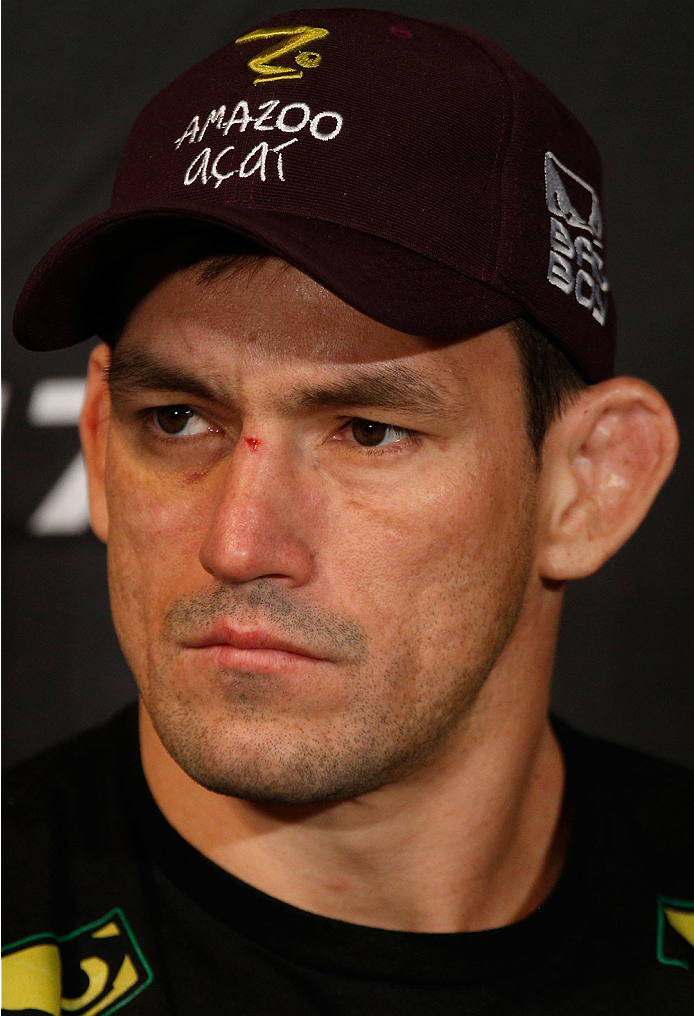 LAS VEGAS, NV - FEBRUARY 20: Demian Maia interacts with media during the final UFC 170 pre-fight press conference at the Mandalay Bay Resort and Casino on February 20, 2014 in Las Vegas, Nevada. (Photo by Josh Hedges/Zuffa LLC/Zuffa LLC via Getty Images)