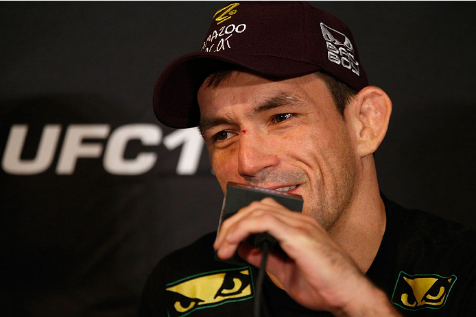 LAS VEGAS, NV - FEBRUARY 20: Demian Maia interacts with media during the final UFC 170 pre-fight press conference at the Mandalay Bay Resort and Casino on February 20, 2014 in Las Vegas, Nevada. (Photo by Josh Hedges/Zuffa LLC/Zuffa LLC via Getty Images)