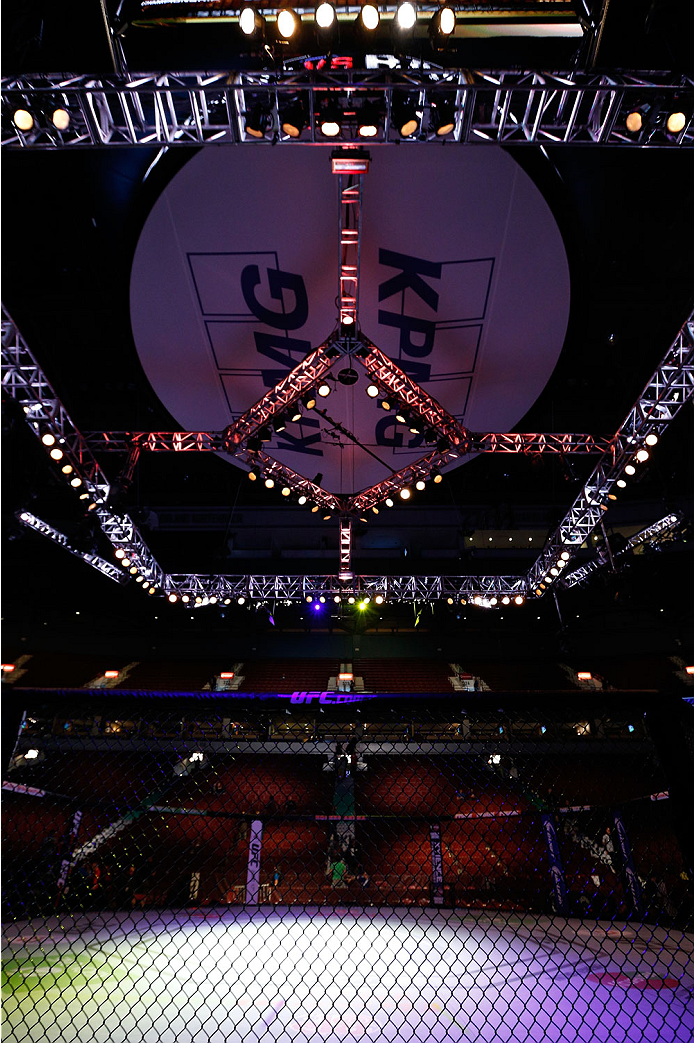 VANCOUVER, BC - JUNE 14: A general view of the Octagon before the UFC 175 event at Rogers Arena on June 14, 2014 in Vancouver, Canada. (Photo by Josh Hedges/Zuffa LLC/Zuffa LLC via Getty Images)