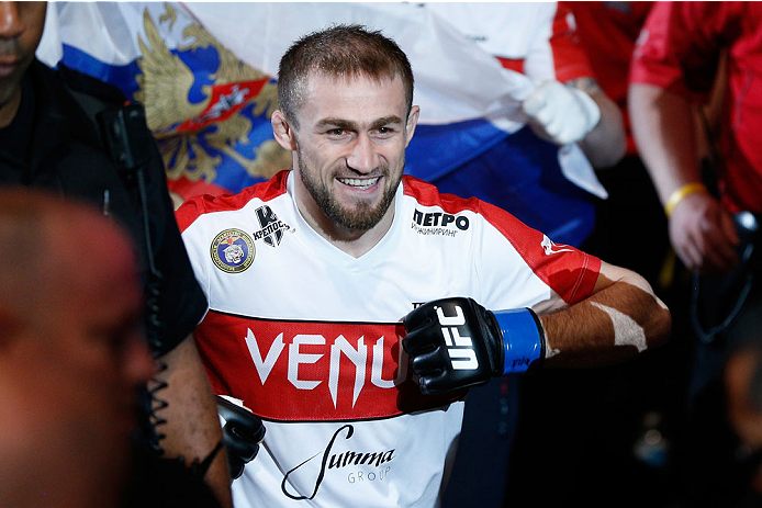 VANCOUVER, BC - JUNE 14: Ali Bagautinov enters the arena before facing UFC Flyweight Champion Demtrious 'Mighty Mouse' Johnson in their UFC flyweight championship bout at Rogers Arena on June 14, 2014 in Vancouver, Canada. (Photo by Josh Hedges/Zuffa LL