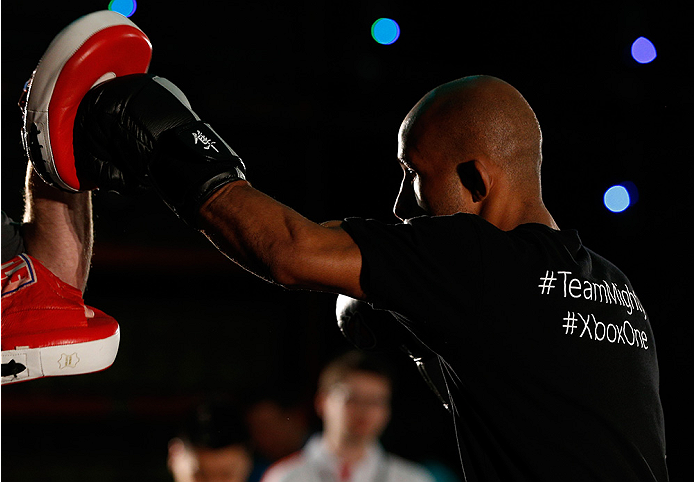 VANCOUVER, CANADA - JUNE 12: Demetrious Johnson holds an open training session for media at the EA Sports Capture Lab on June 12, 2014 in Vancouver, British Columbia, Canada. (Photo by Josh Hedges/Zuffa LLC/Zuffa LLC via Getty Images)