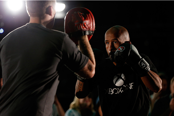 VANCOUVER, CANADA - JUNE 12: Demetrious Johnson holds an open training session for media at the EA Sports Capture Lab on June 12, 2014 in Vancouver, British Columbia, Canada. (Photo by Josh Hedges/Zuffa LLC/Zuffa LLC via Getty Images)