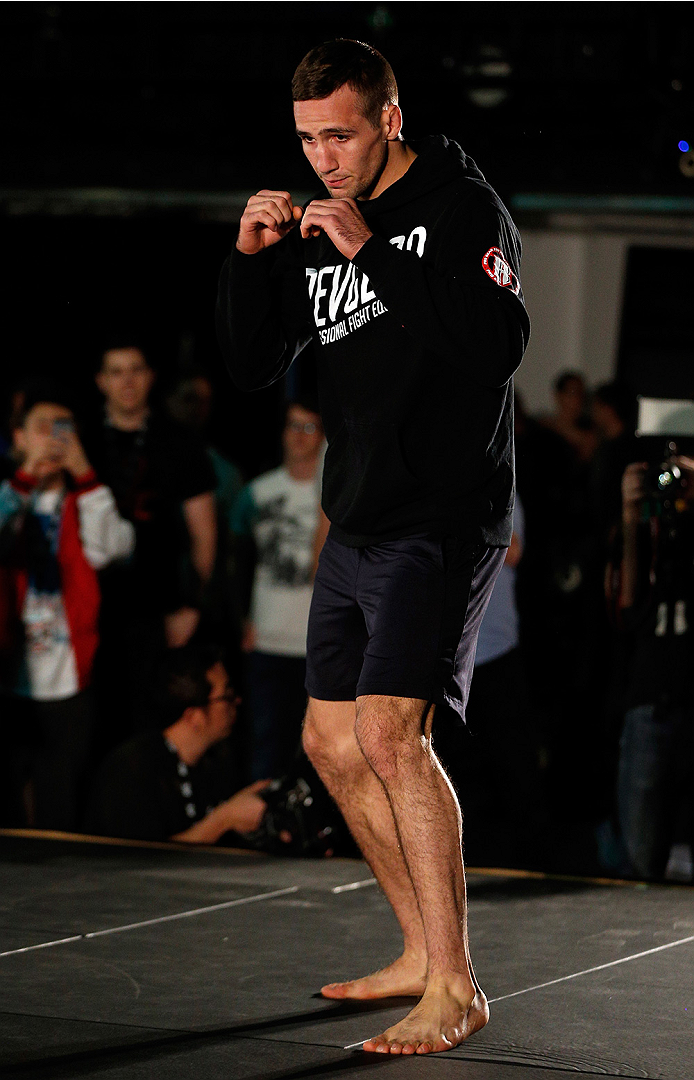 VANCOUVER, CANADA - JUNE 12: Rory MacDonald holds an open training session for media at the EA Sports Capture Lab on June 12, 2014 in Vancouver, British Columbia, Canada. (Photo by Josh Hedges/Zuffa LLC/Zuffa LLC via Getty Images)