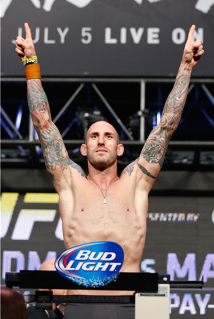 LAS VEGAS, NV - JULY 04: Luke Zachrich weighs in during the UFC 175 weigh-in inside the Mandalay Bay Events Center on July 4, 2014 in Las Vegas, Nevada. (Photo by Josh Hedges/Zuffa LLC/Zuffa LLC via Getty Images)