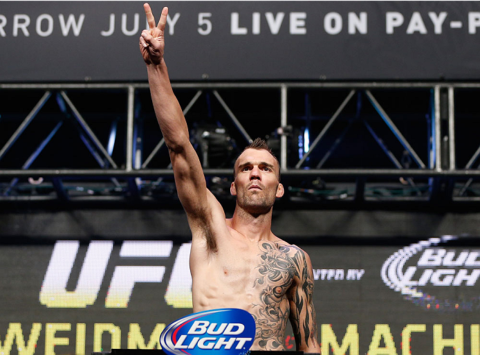 LAS VEGAS, NV - JULY 04: George Roop weighs in during the UFC 175 weigh-in inside the Mandalay Bay Events Center on July 4, 2014 in Las Vegas, Nevada. (Photo by Josh Hedges/Zuffa LLC/Zuffa LLC via Getty Images)