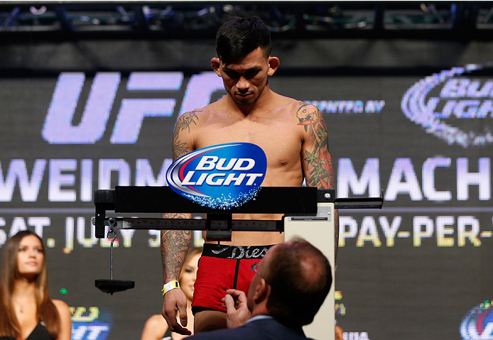 LAS VEGAS, NV - JULY 04: Russell Doane weighs in during the UFC 175 weigh-in inside the Mandalay Bay Events Center on July 4, 2014 in Las Vegas, Nevada. (Photo by Josh Hedges/Zuffa LLC/Zuffa LLC via Getty Images)
