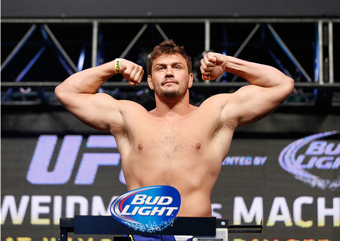 LAS VEGAS, NV - JULY 04: Matt Mitrione weighs in during the UFC 175 weigh-in inside the Mandalay Bay Events Center on July 4, 2014 in Las Vegas, Nevada. (Photo by Josh Hedges/Zuffa LLC/Zuffa LLC via Getty Images)
