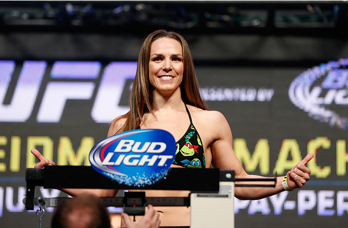 LAS VEGAS, NV - JULY 04: Alexis Davis weighs in during the UFC 175 weigh-in inside the Mandalay Bay Events Center on July 4, 2014 in Las Vegas, Nevada. (Photo by Josh Hedges/Zuffa LLC/Zuffa LLC via Getty Images)