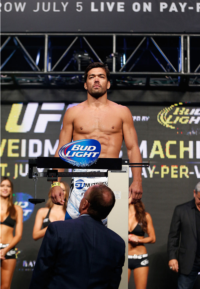 LAS VEGAS, NV - JULY 04: Lyoto Machida weighs in during the UFC 175 weigh-in inside the Mandalay Bay Events Center on July 4, 2014 in Las Vegas, Nevada. (Photo by Josh Hedges/Zuffa LLC/Zuffa LLC via Getty Images)