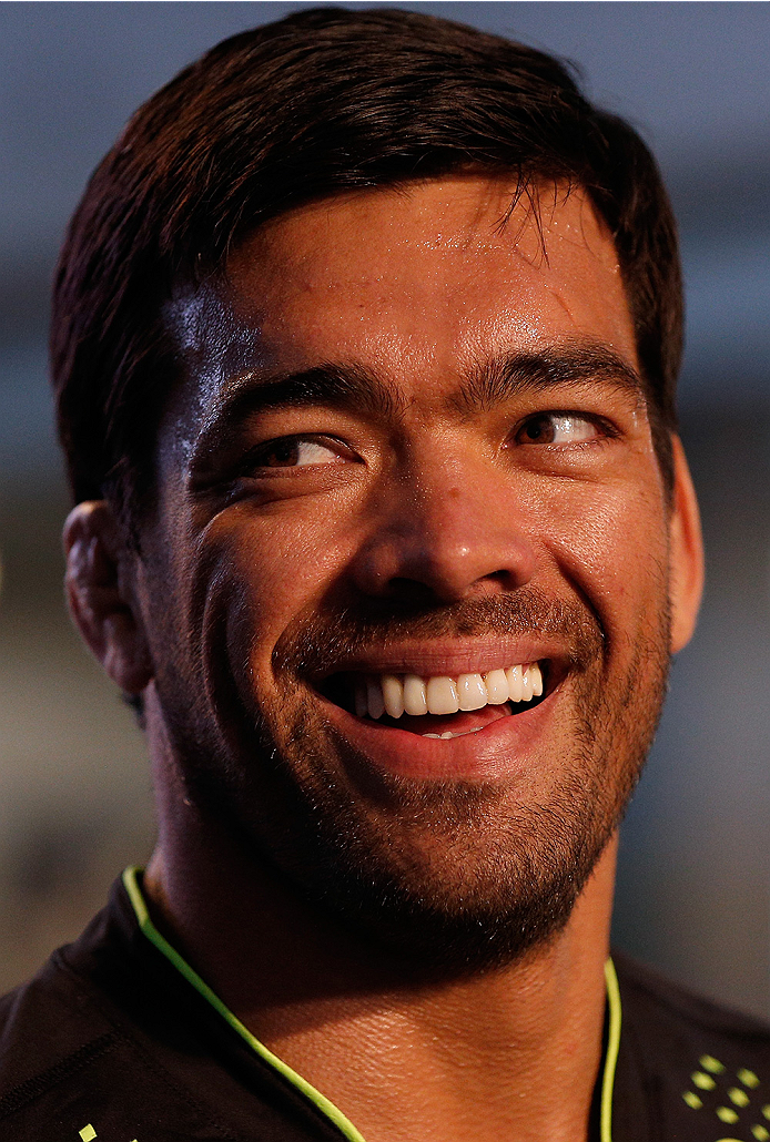 LAS VEGAS, NV - JULY 02: UFC middleweight title challenger Lyoto Machida holds an open training session ahead of UFC 175 at the Fashion Show Mall on July 2, 2014 in Las Vegas, Nevada. (Photo by Josh Hedges/Zuffa LLC/Zuffa LLC via Getty Images)