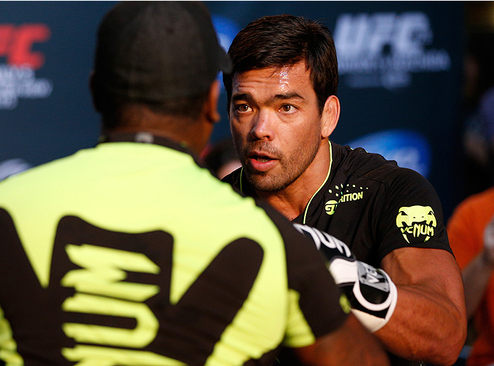 LAS VEGAS, NV - JULY 02: UFC middleweight title challenger Lyoto Machida holds an open training session ahead of UFC 175 at the Fashion Show Mall on July 2, 2014 in Las Vegas, Nevada. (Photo by Josh Hedges/Zuffa LLC/Zuffa LLC via Getty Images)